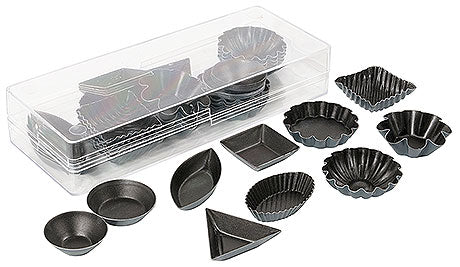Verschiedene schwarze Backformen, Verpackung.
