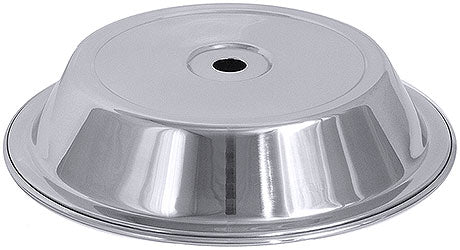 Silberne Speiseglocke aus Metall.