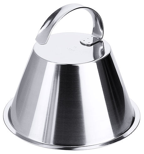 Silberne Speiseglocke aus Metall.