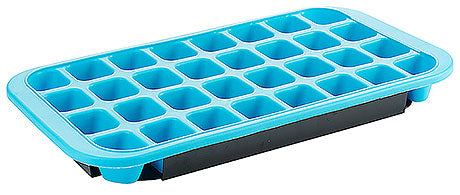Eiswürfelform aus Kunststoff, blau.