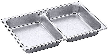Edelstahl-Gastronormbehälter mit Trennwand.