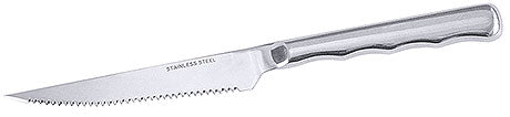 Gezacktes Edelstahlmesser mit Griff.