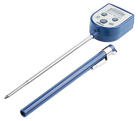 Digitales Thermometer mit Schutzkappe.