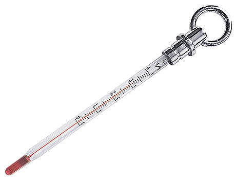 Thermometer mit Metallring oben.