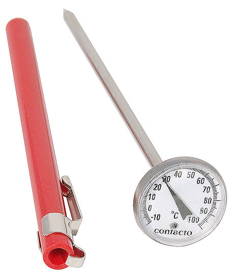 Thermometer mit roter Schutzhülle.