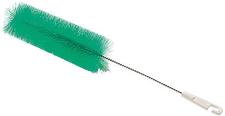 Grüne Flaschenbürste mit Griff.